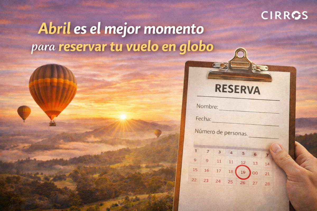 Reserva tu vuelo en globo en abril Pareja disfrutando de un vuelo en globo como experiencia para regalar en San Valentín