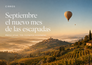 Vuelo en globo durante una escapada en septiembre sobre un paisaje de final de verano